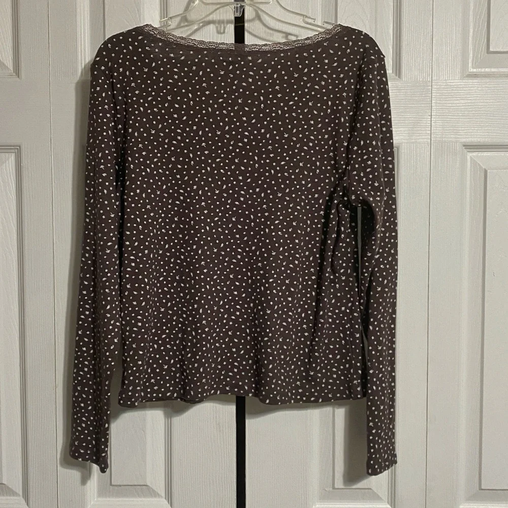Pink Republic cotton blend brown & white floral knit tee shirt top size XL - Picture 6 of 9